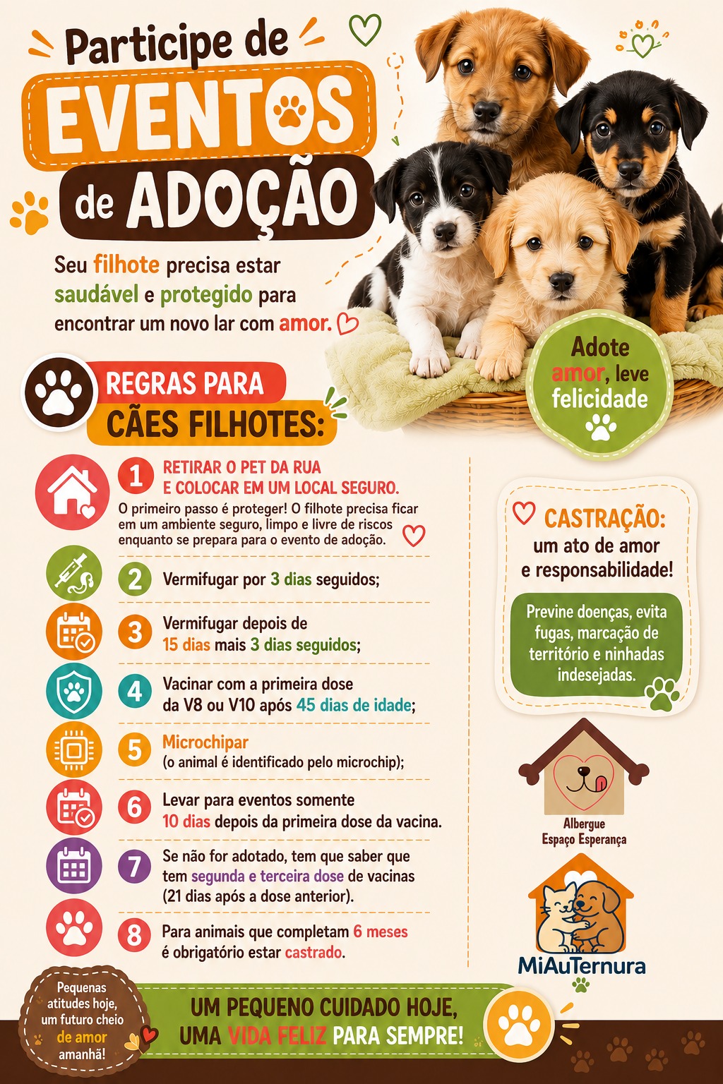 Regras para cães filhotes resgatados